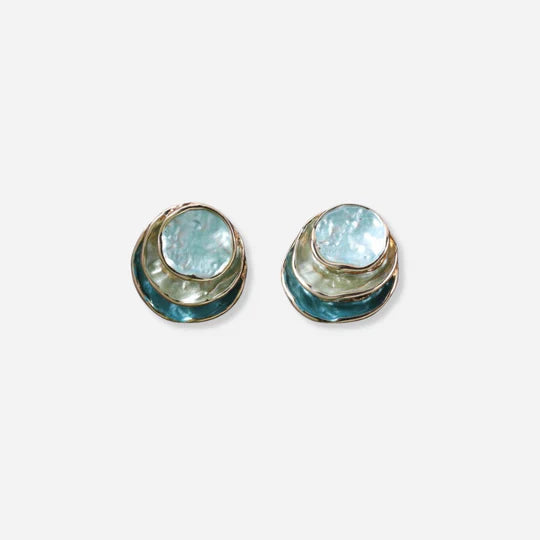 Vintage Handpainted Multi-Layered Rounded Earrings
