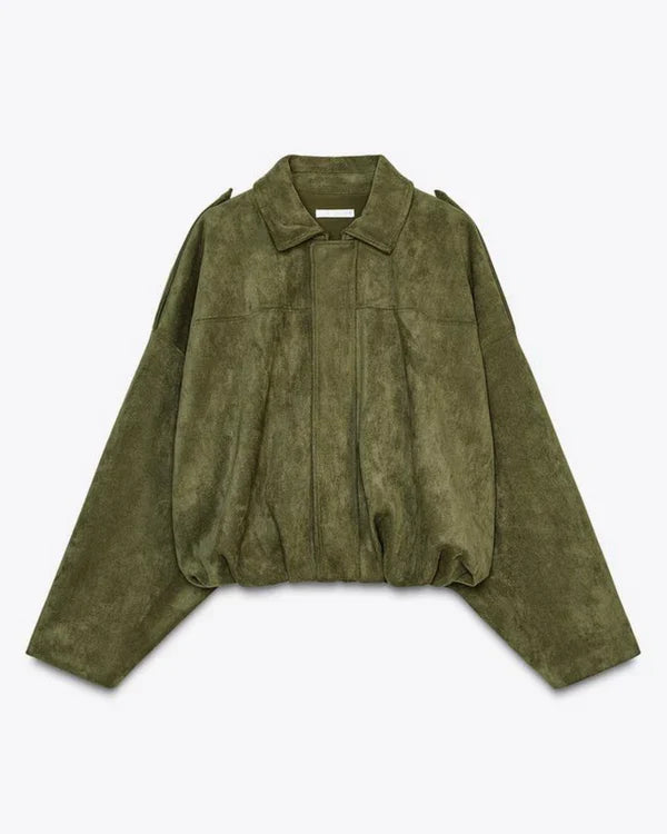 Lumiere | Faux Suede Bomber Jacket