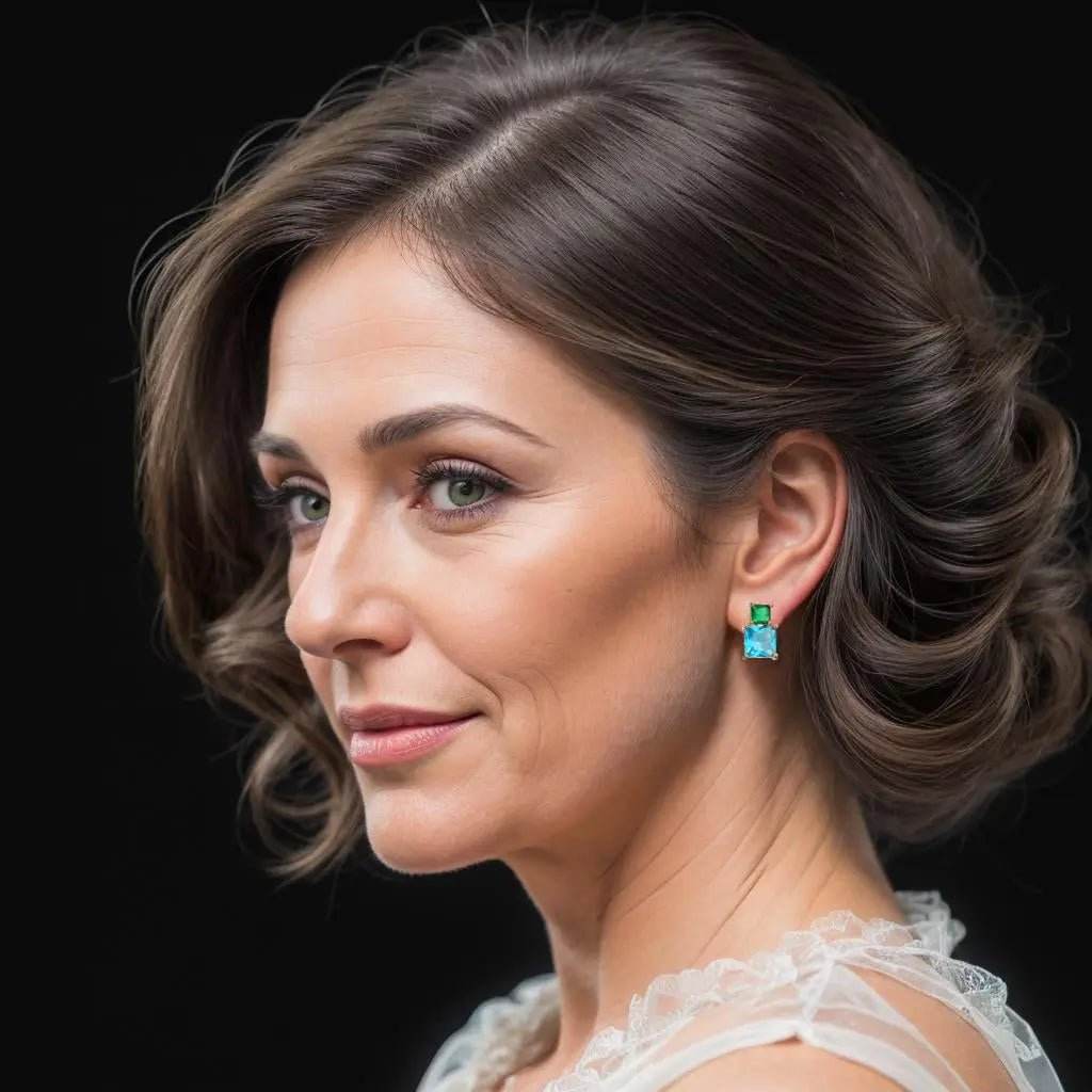 Gold-colored earrings with blue and green zirconias