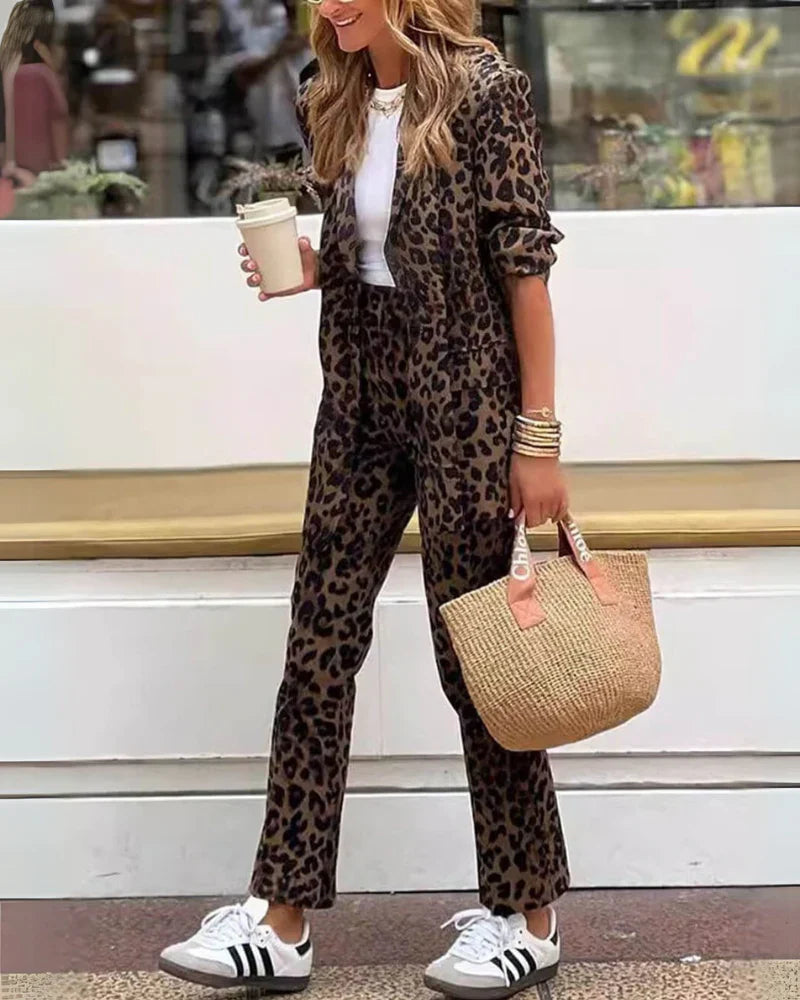 Arila | Leopard Print Dress and Pants Set