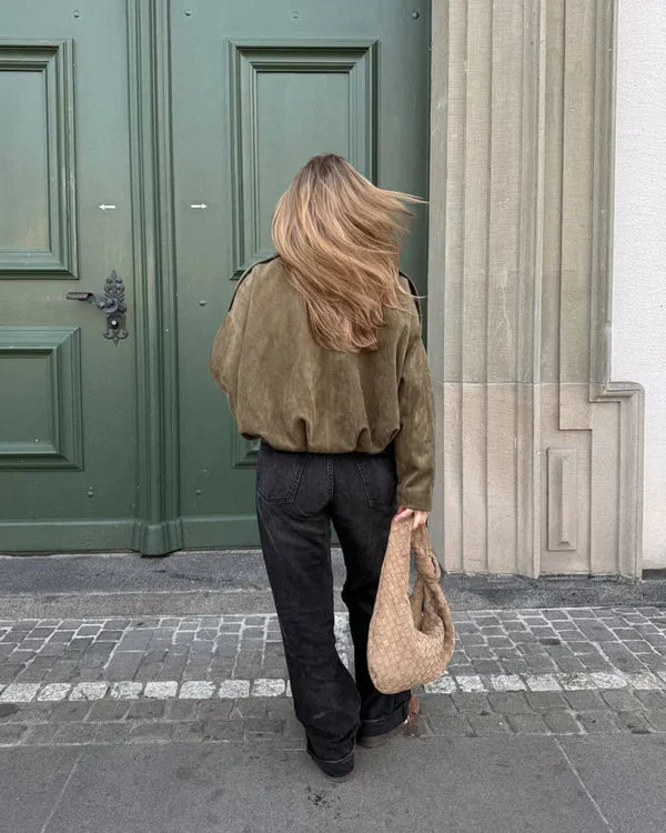 Lumiere | Faux Suede Bomber Jacket