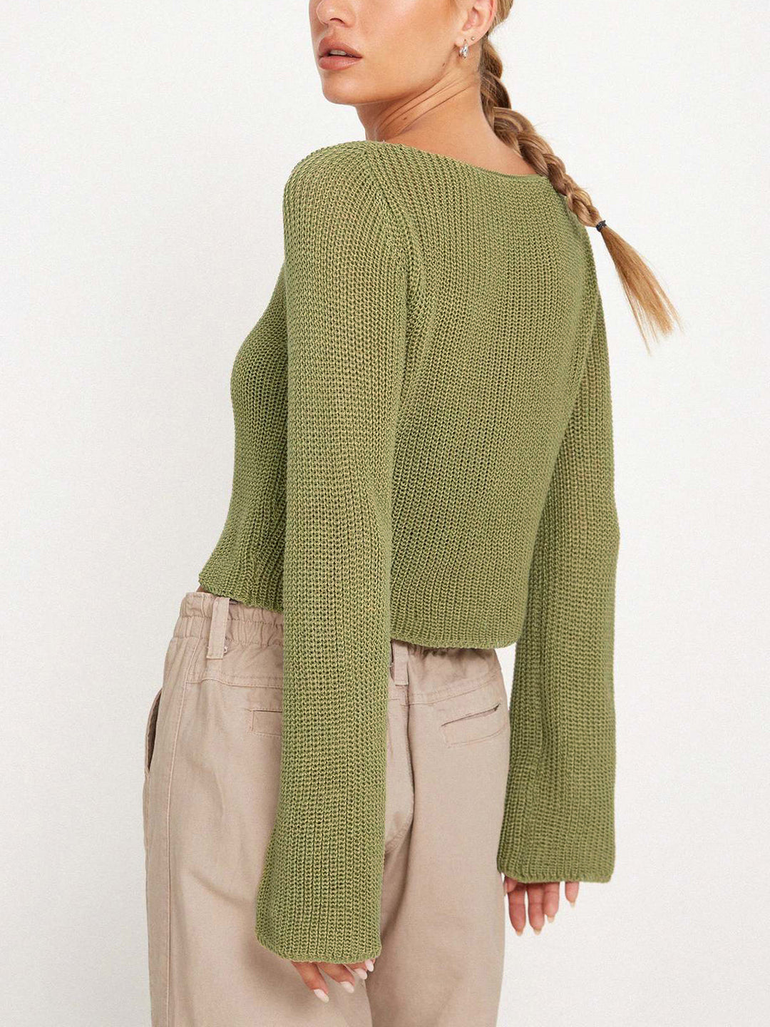 Oblique Buttoned Long Sleeve Cardigan