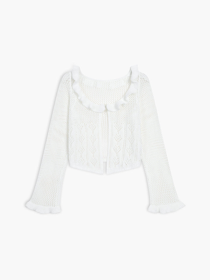 Sheer Crochet Eyelet Fly Away Cardigan