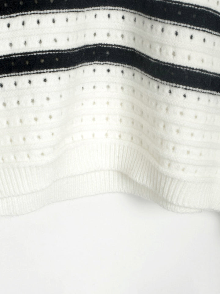 Know Your Worth Eyelet Stripe Sweater