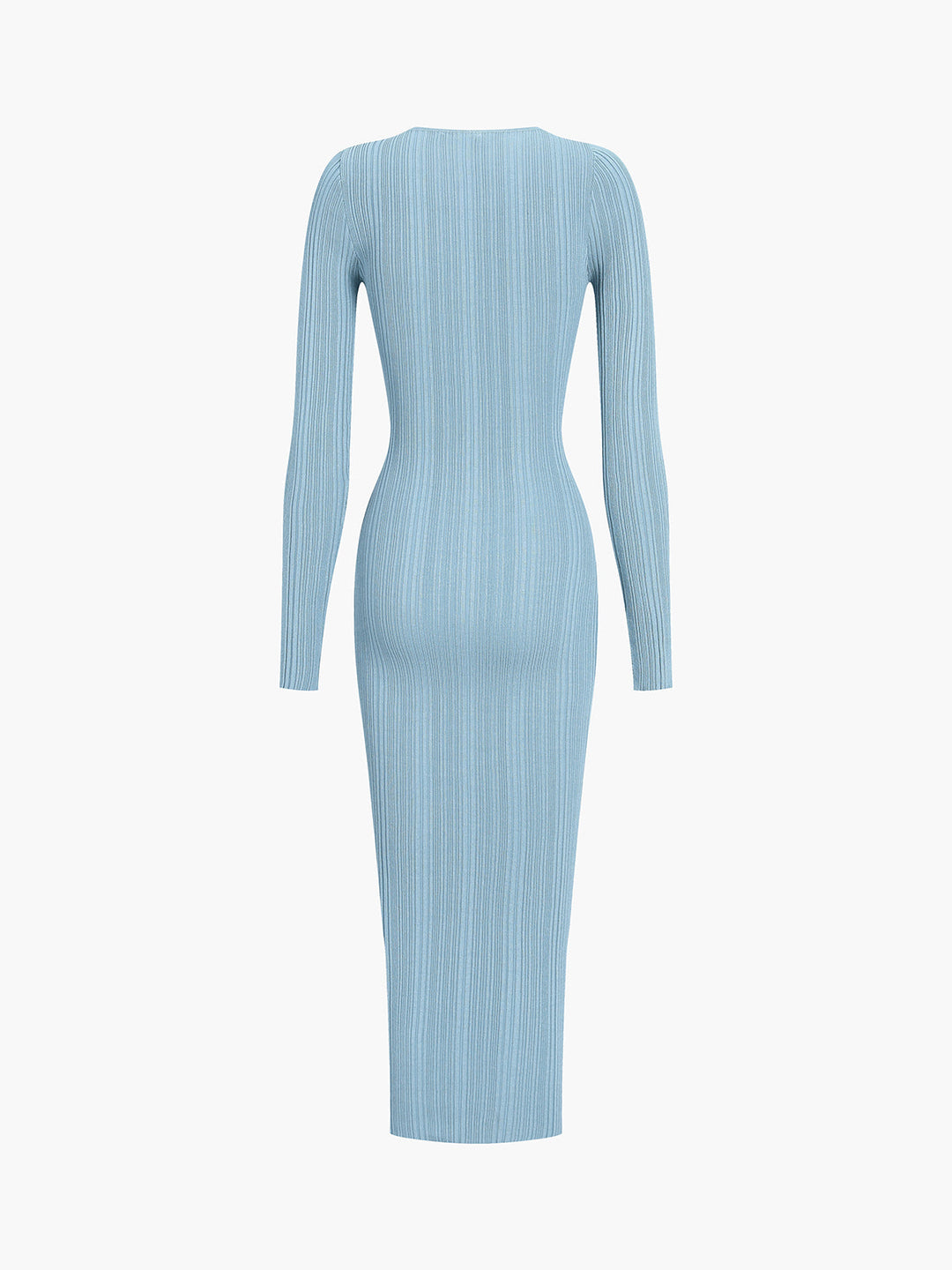 Baby Blue Knit Long Sleeve Midi Dress