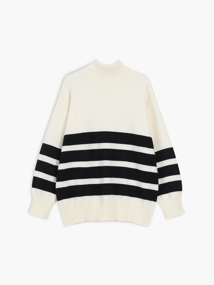She's Effortless Turtleneck Stripe Sweater