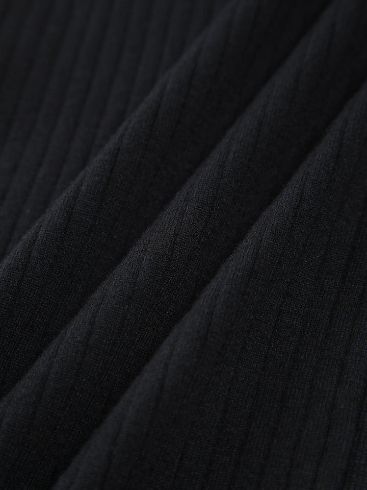 Contrast Trim Wrap Midi Knit Dress