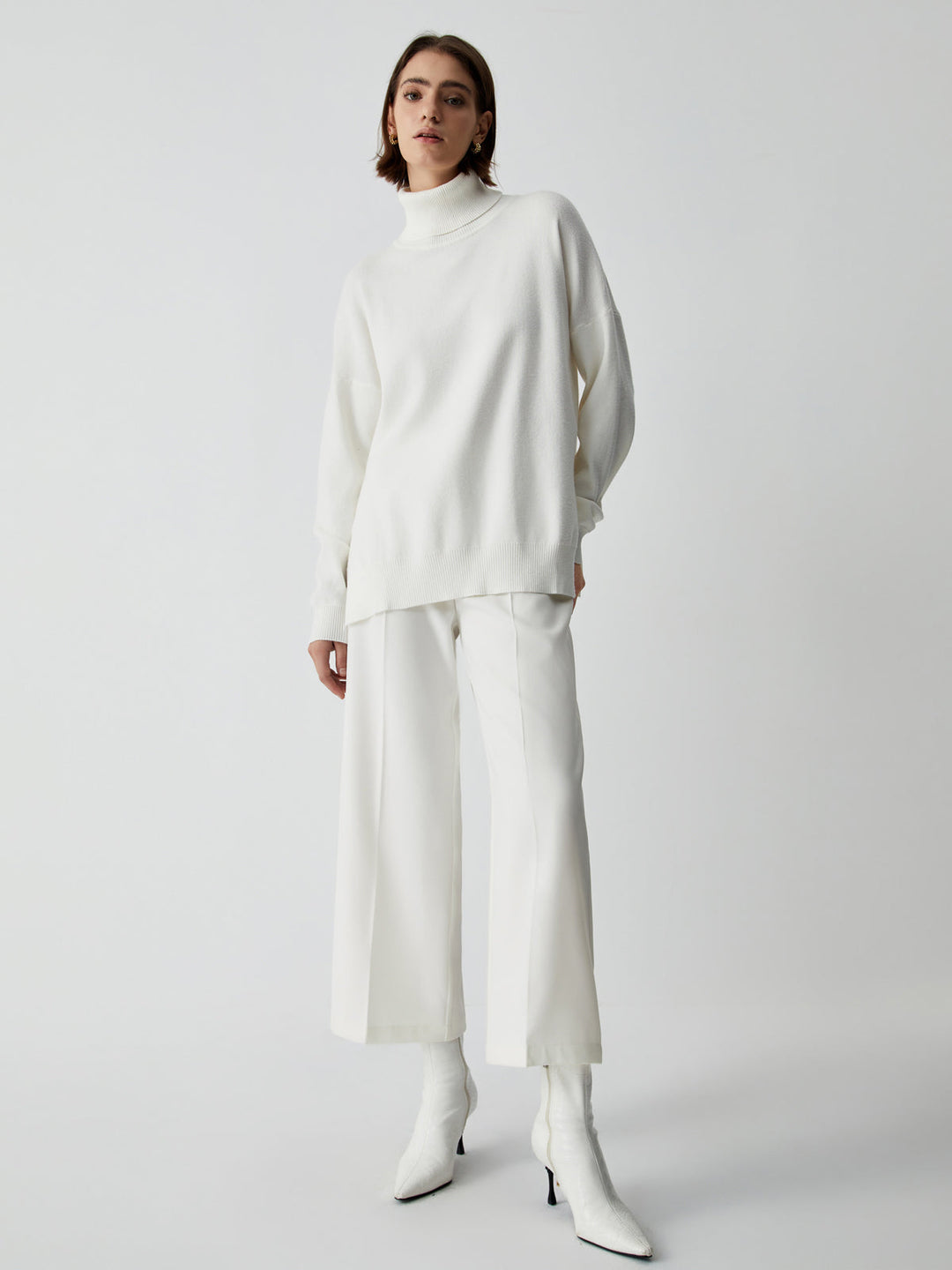 Semi-Sheer Wide Leg Culotte Pants
