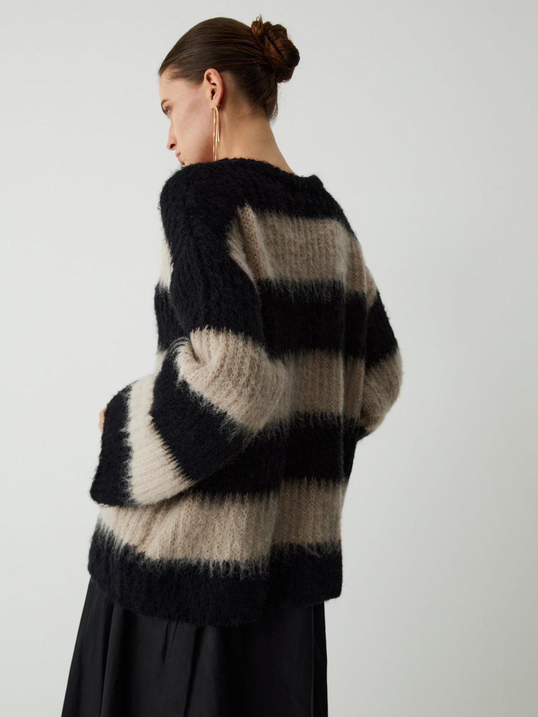 Mocha Stripe Fluffy Sweater