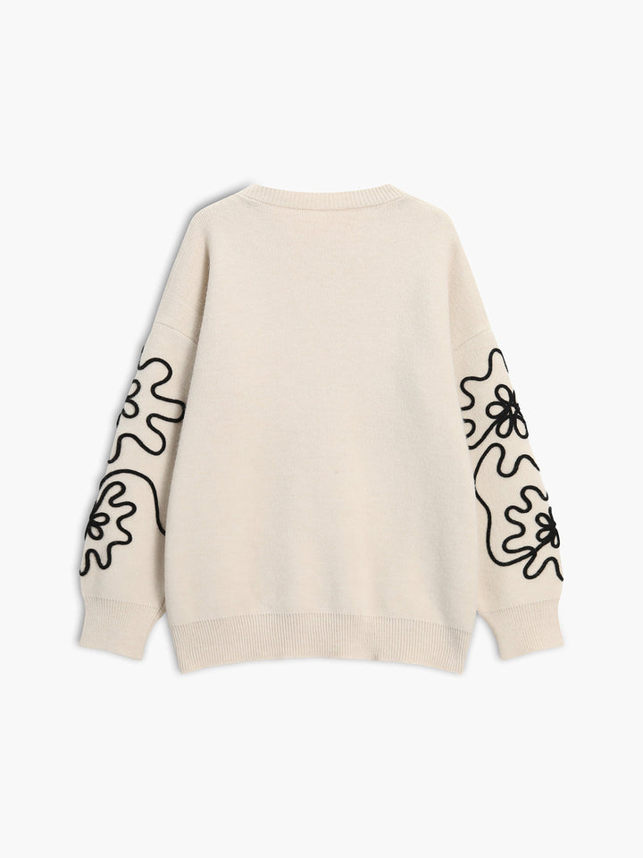 Knit Floral Oversized Sweater