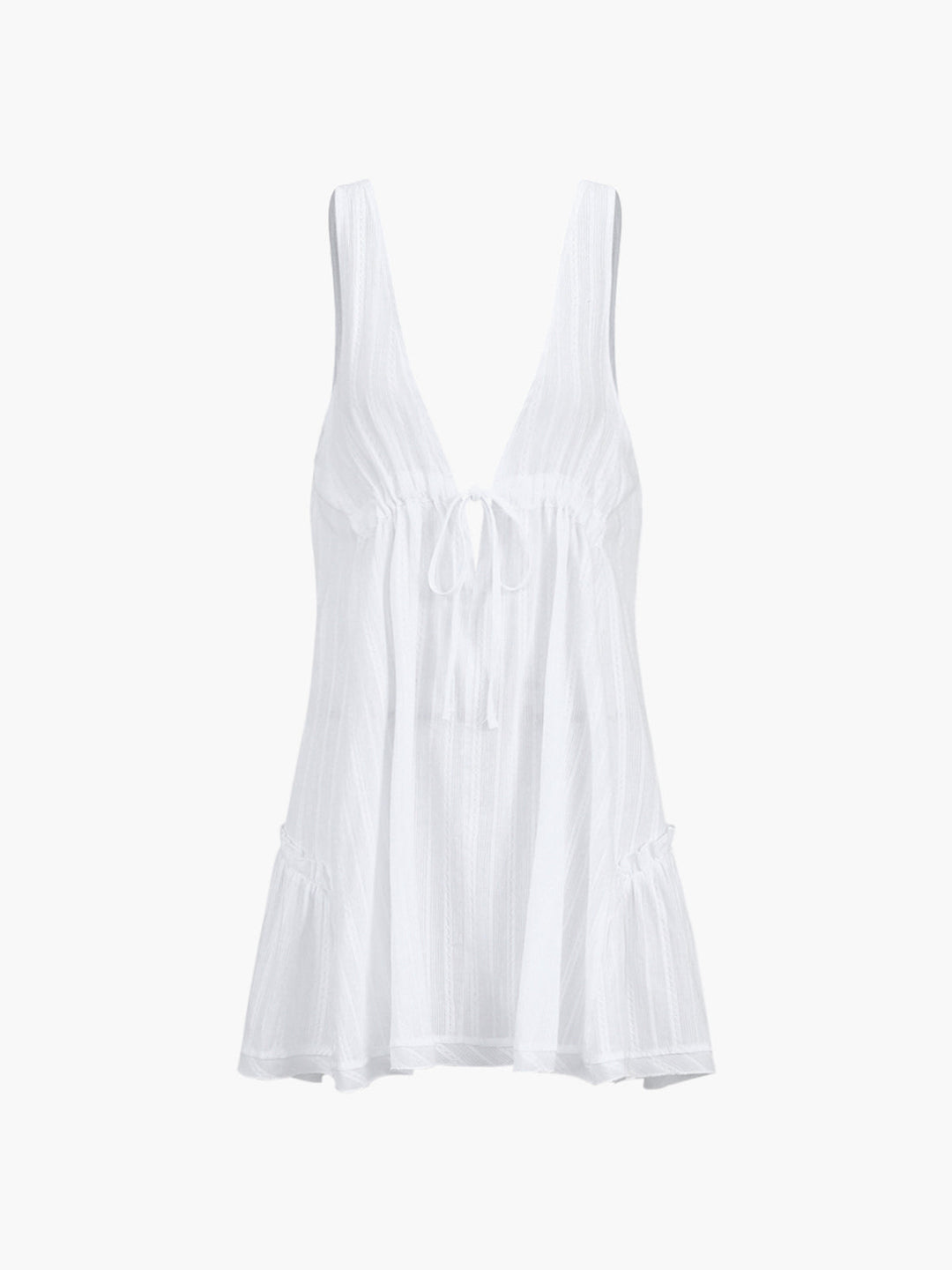 Semi-Sheer Pure Cotton Open Back Short Dress
