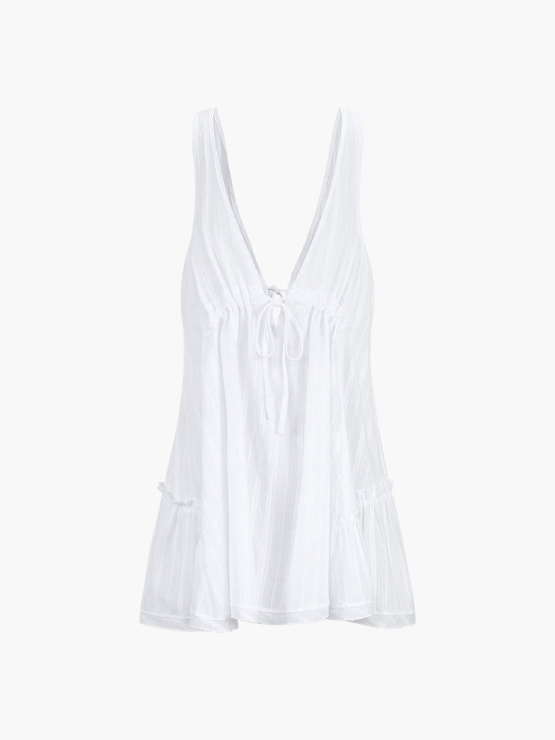 Semi-Sheer Pure Cotton Open Back Short Dress