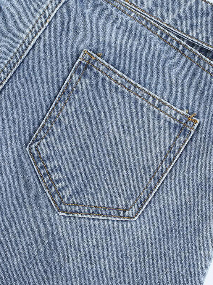 Denim High Waist Cut Out Short Skirt