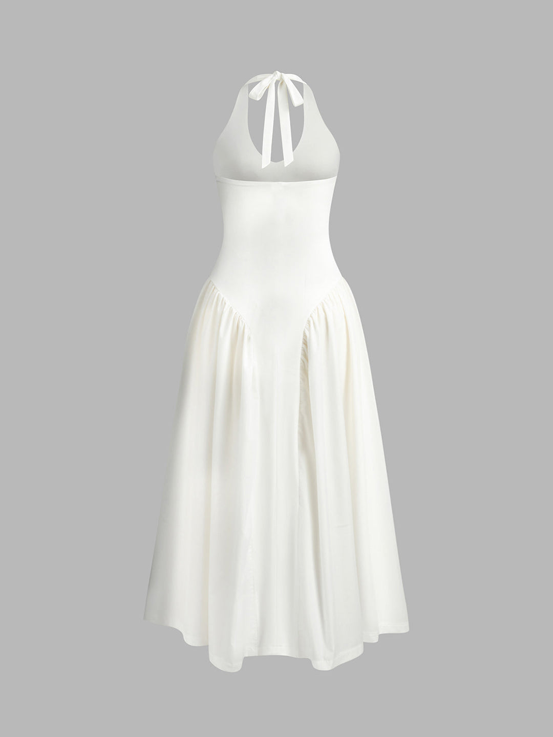 Semi-Sheer Halter Backless Low Cut Dress