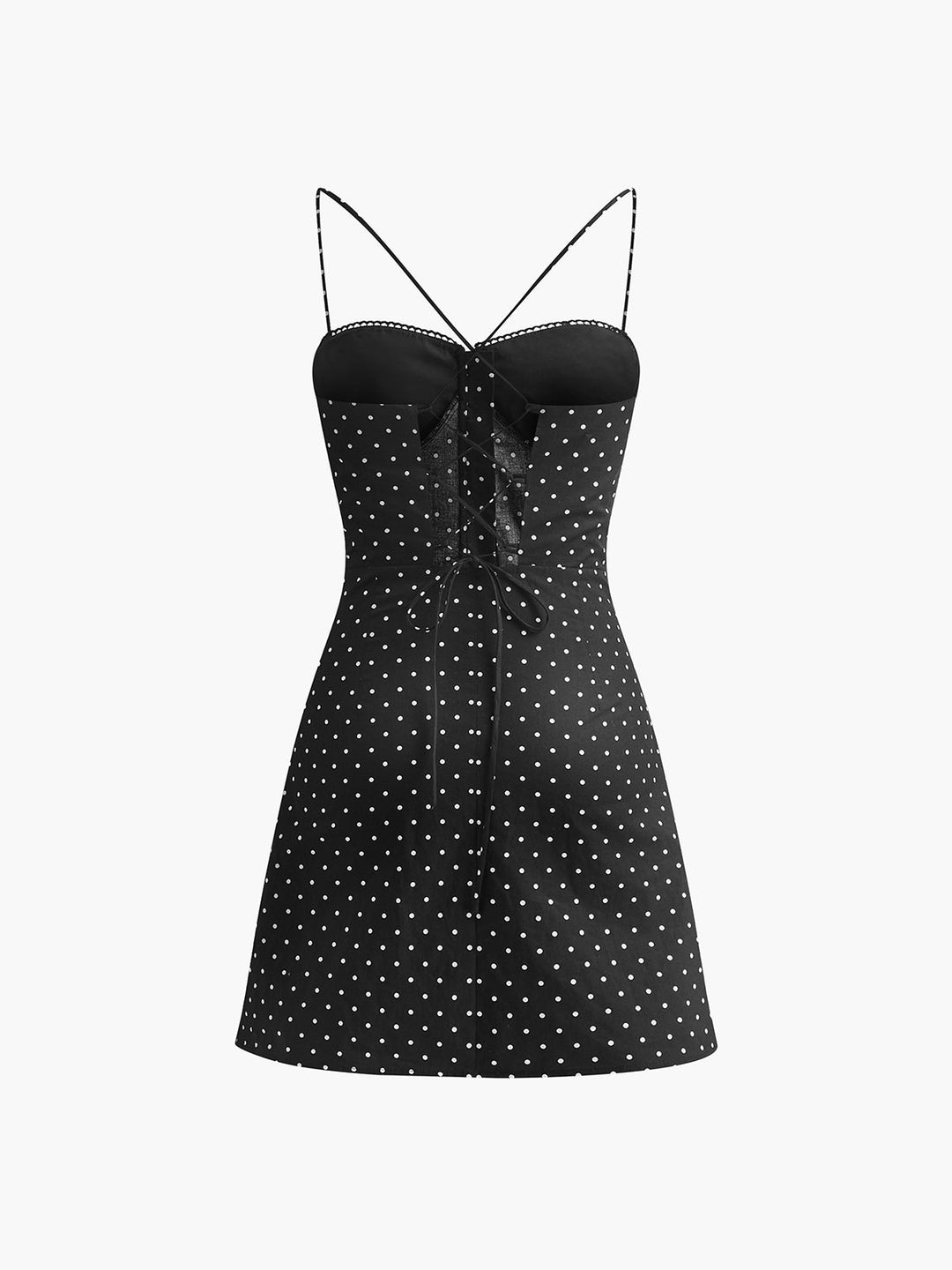 Polka Dot Knotted Back Cami Short Dress