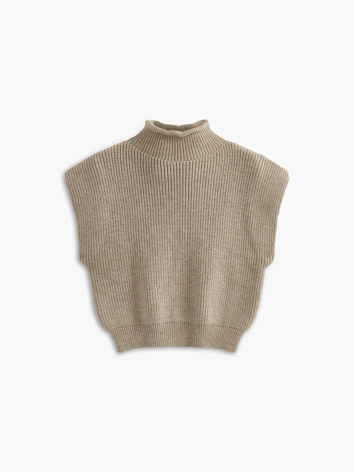 Ribbed Cap Sleeve Warm Sweater