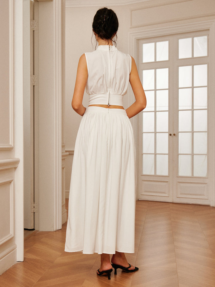 Romantic Sleeveless Pleated Skirt Set