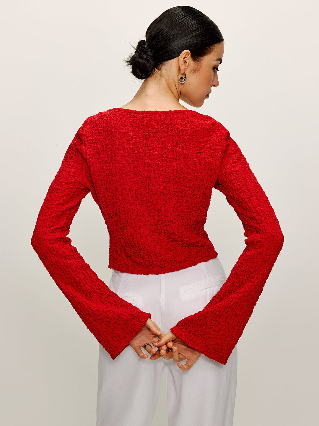 Cotton Blends Tie Front Soft Blouse