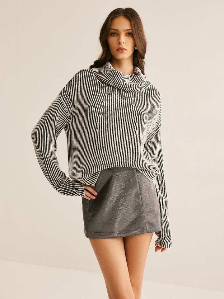 Pinstripe Turtleneck Sweater