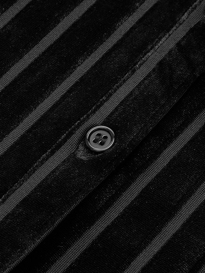 Semi-Sheer Pinstripe Button Polo Shirt