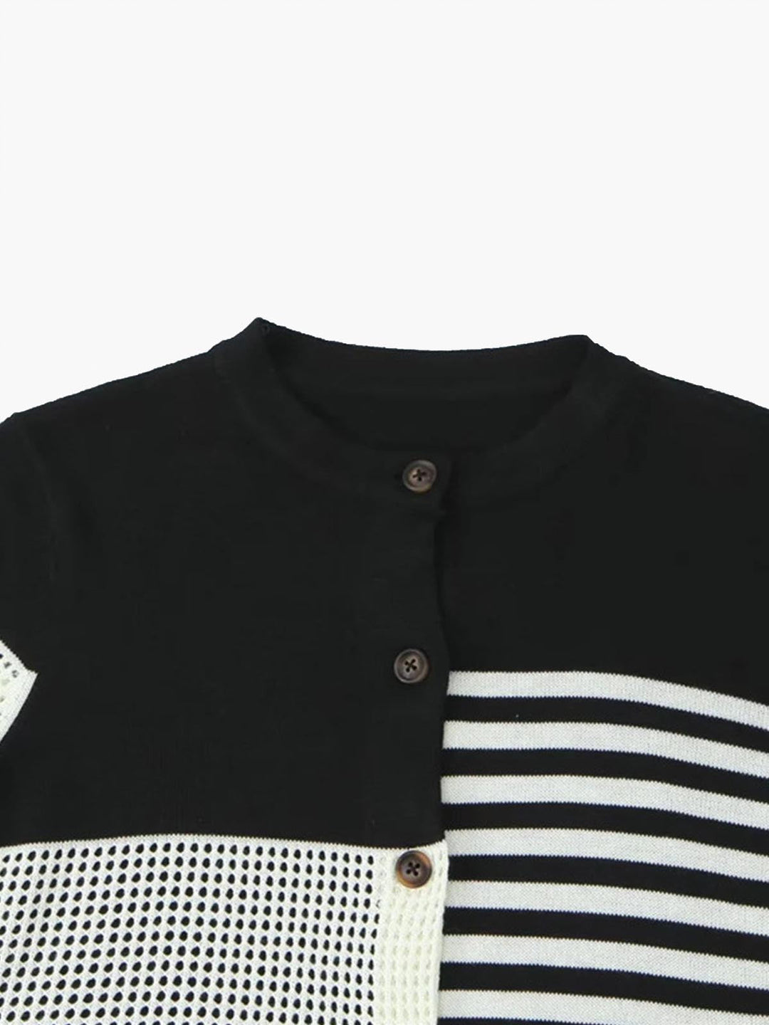 Geometric Color Block Breasted Knit Top
