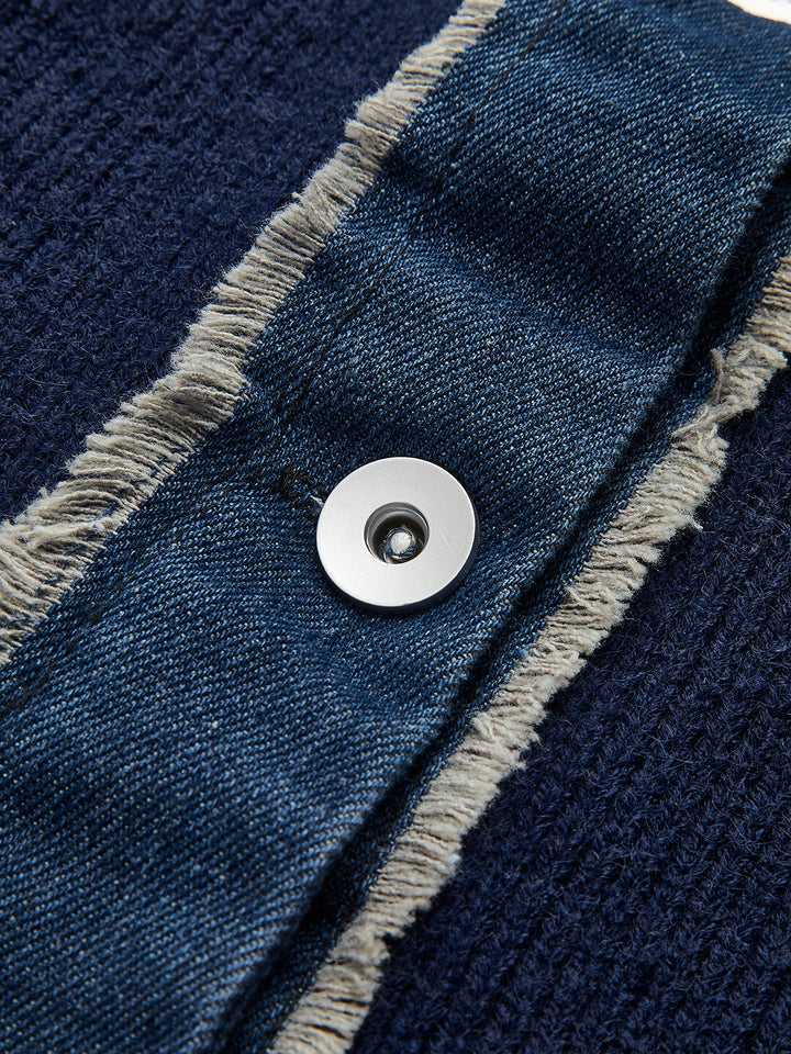 Panel Breasted Stretch Lapel Knit Top