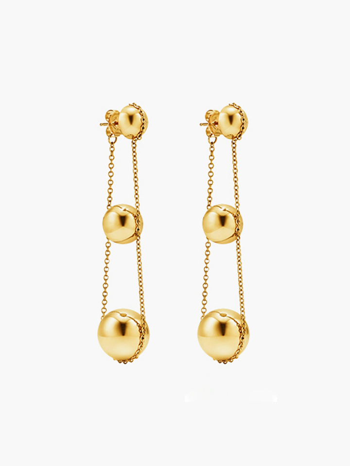 Elegant Triple Ball Pendant Earrings
