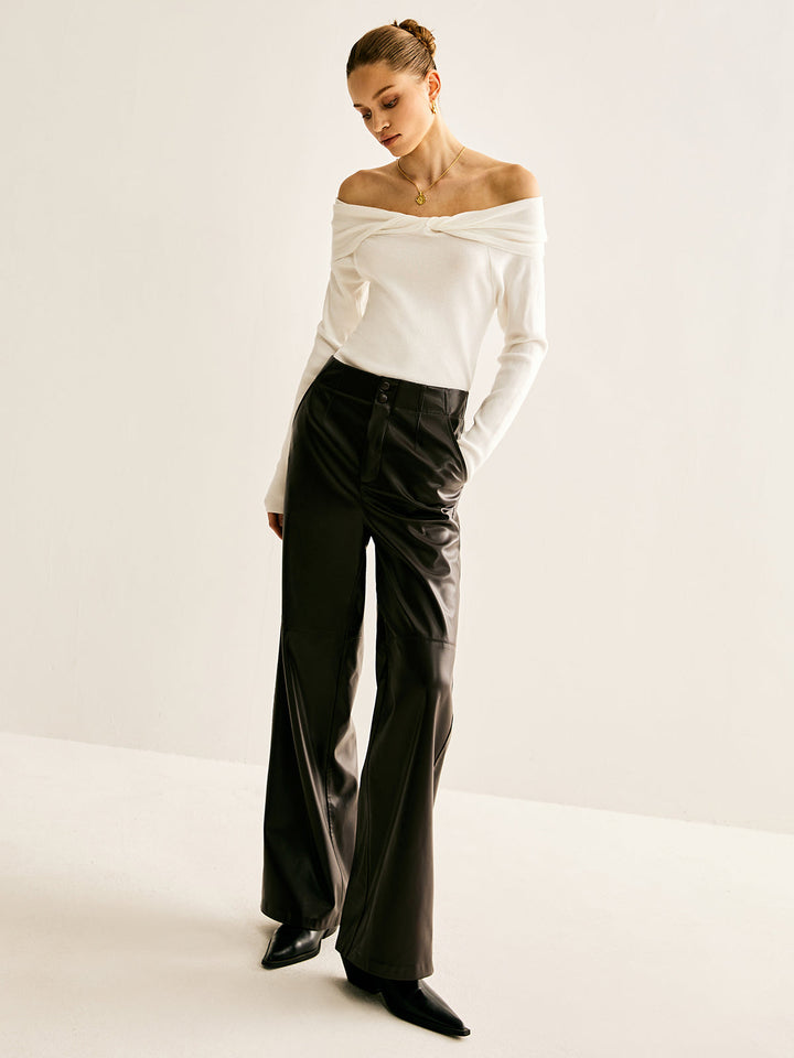 Romance Off-Shoulder Knotted Knit Top