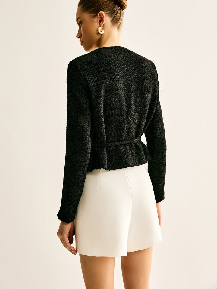 Rope-Belted Button Jacket