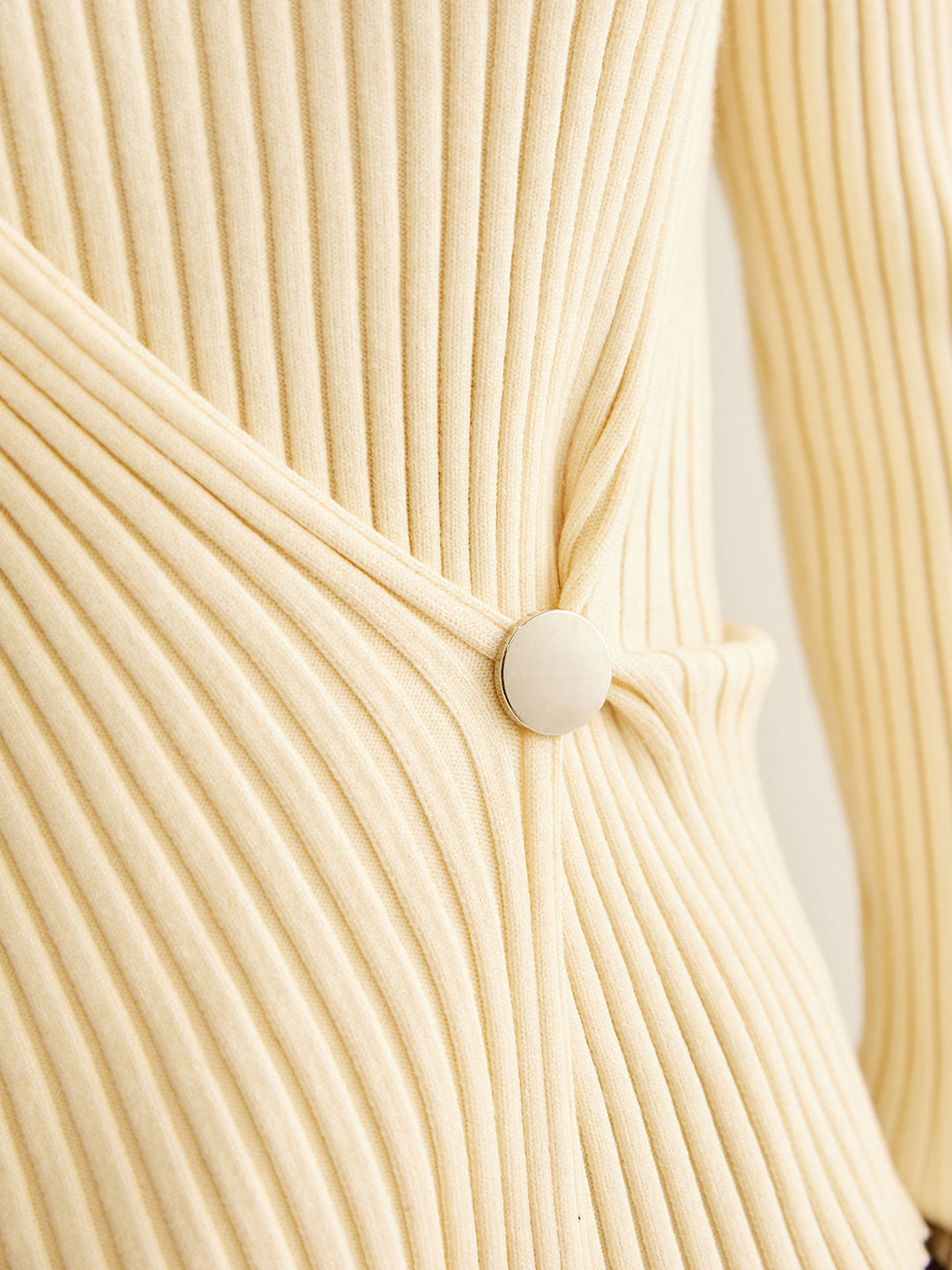 Mock-Neck Ribbed Cinched Sweater