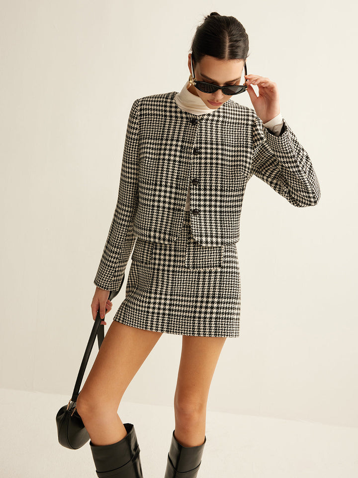 Wool-Blend Checked Jacket