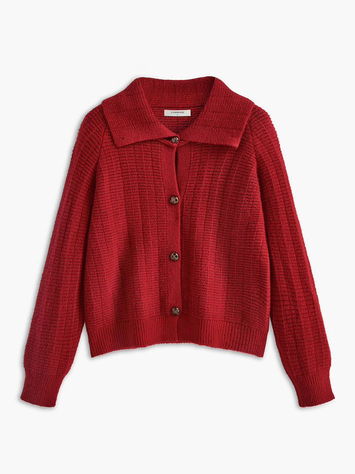 Plain Breasted Lapel Cardigan