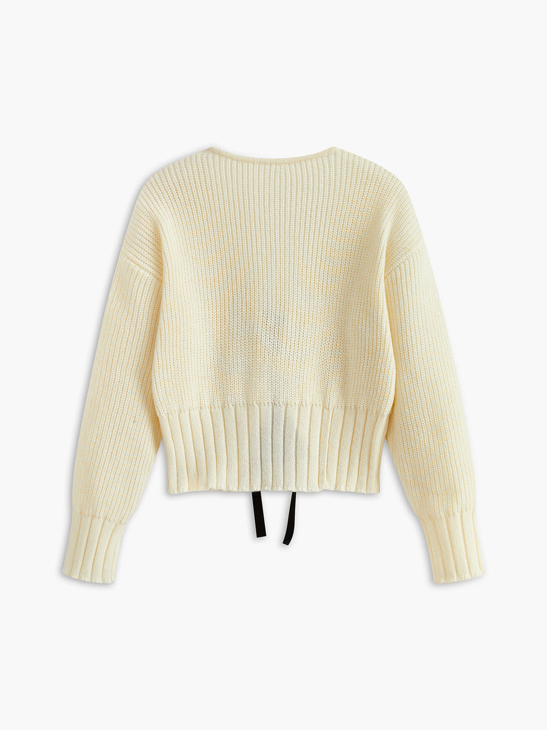 V-Neck Bow Ribbed Cardigan