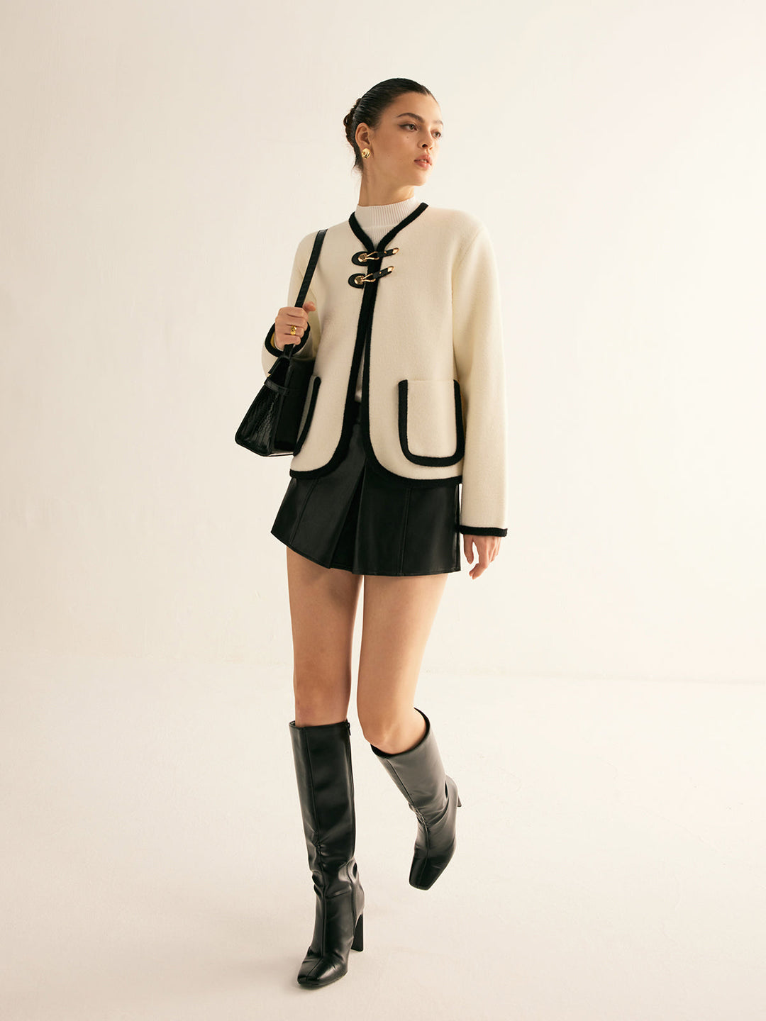 Contrast Binding Tweed Jacket