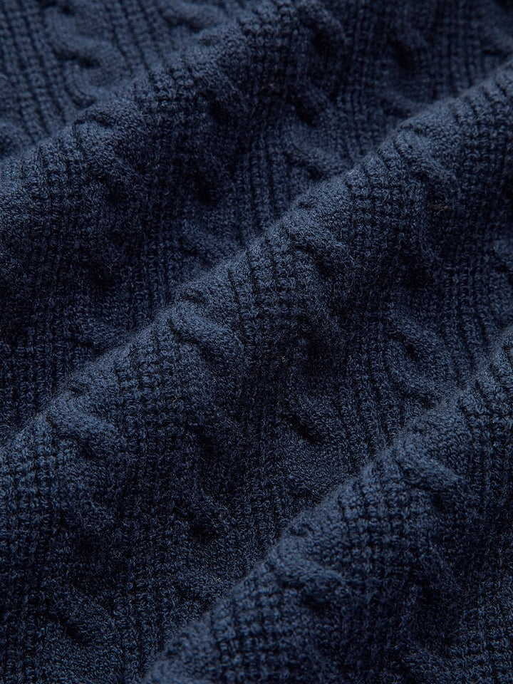 Cable-Knit Button Panel Cardigan