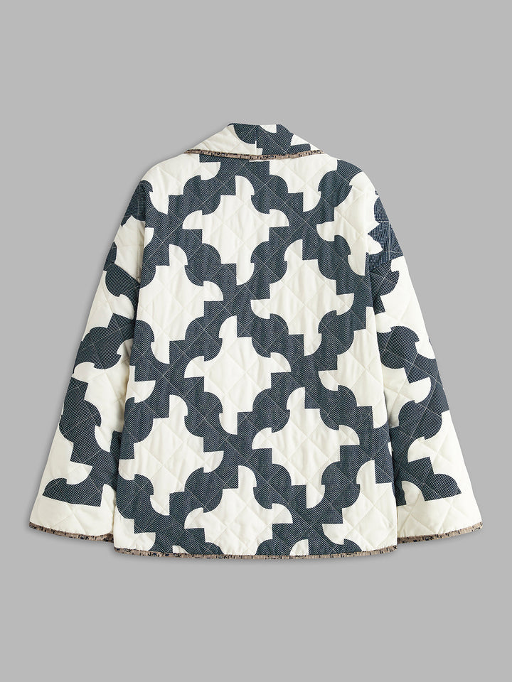 Color Block Printed Warm Jacket