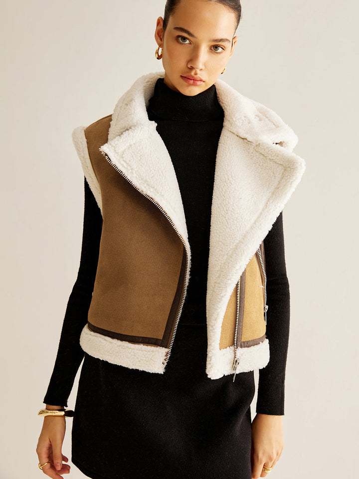 Asymmetrical Zipper Fleece Vest