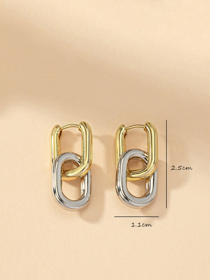Two-Tone Hoop Drop Earrings