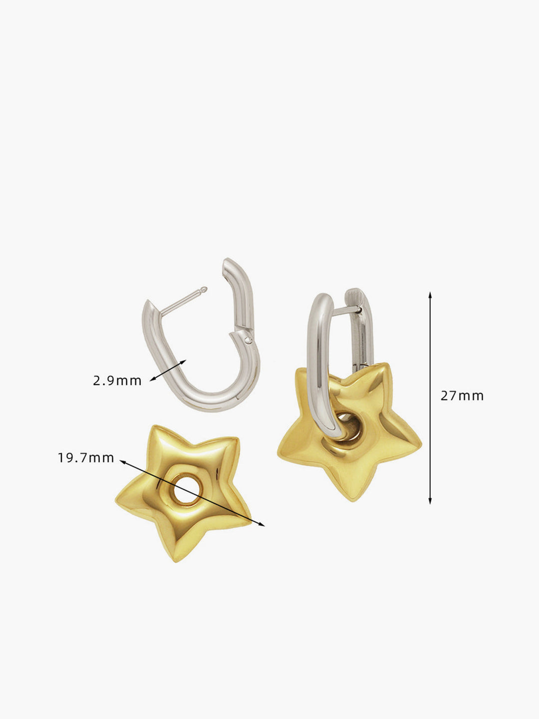 U-Shape Star Drop Earrings