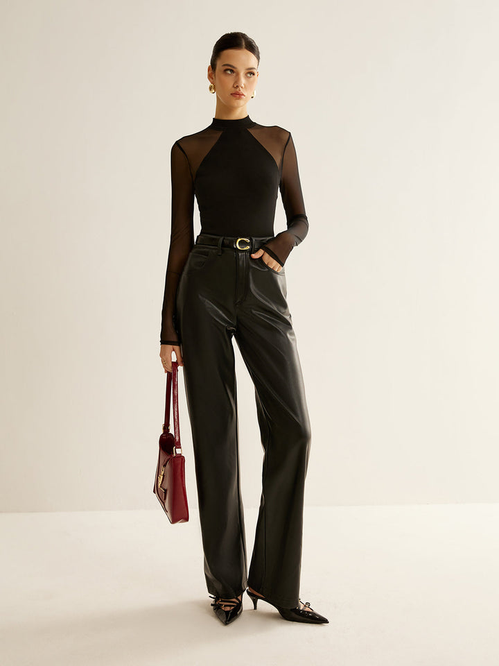 Sheer Long Sleeve Jersey Top