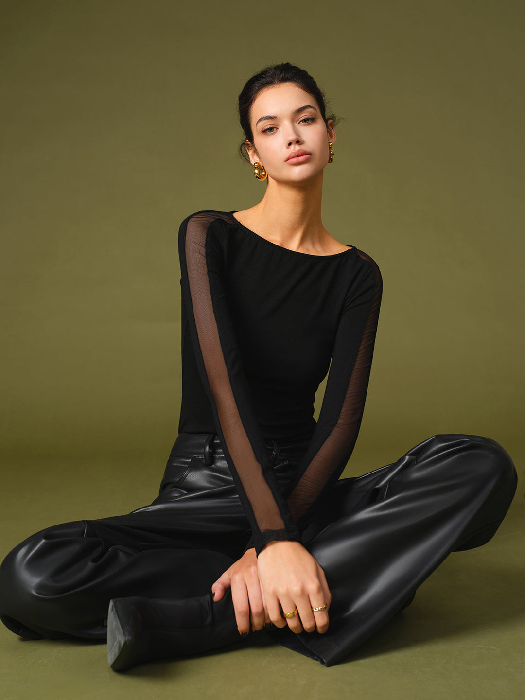 Minimalist Sheer Sleeve T-Shirt