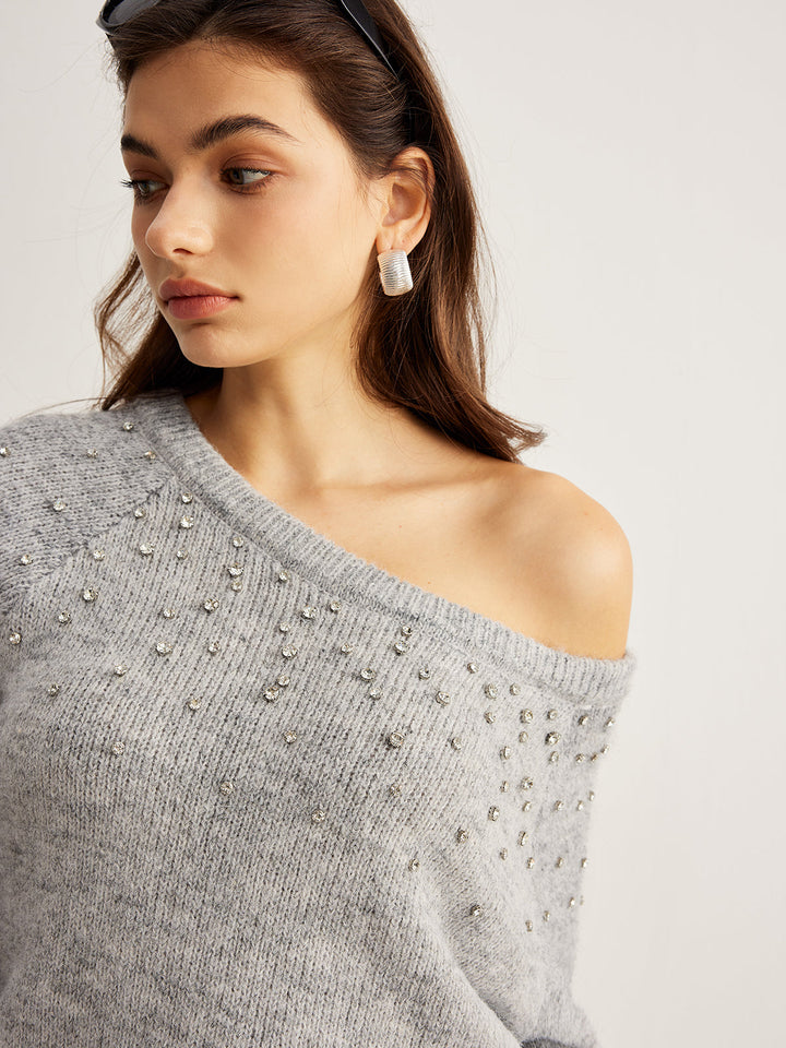 Beaded Decor Pullover Sweater