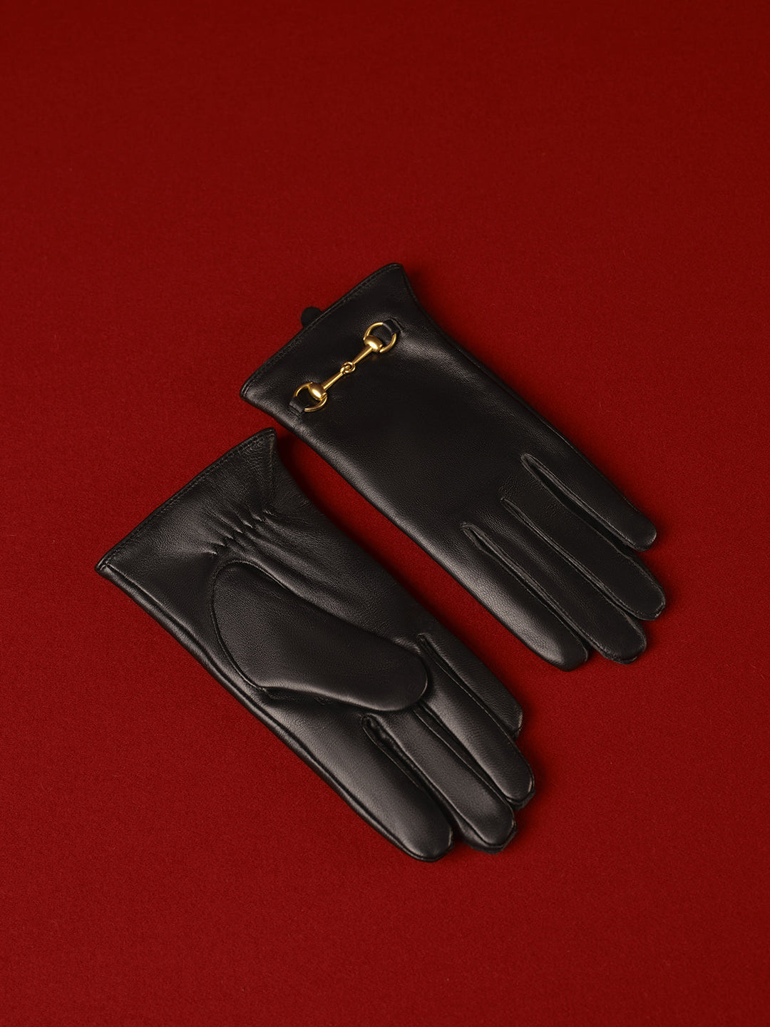 Metal Detail Sheepskin Fleecing Gloves
