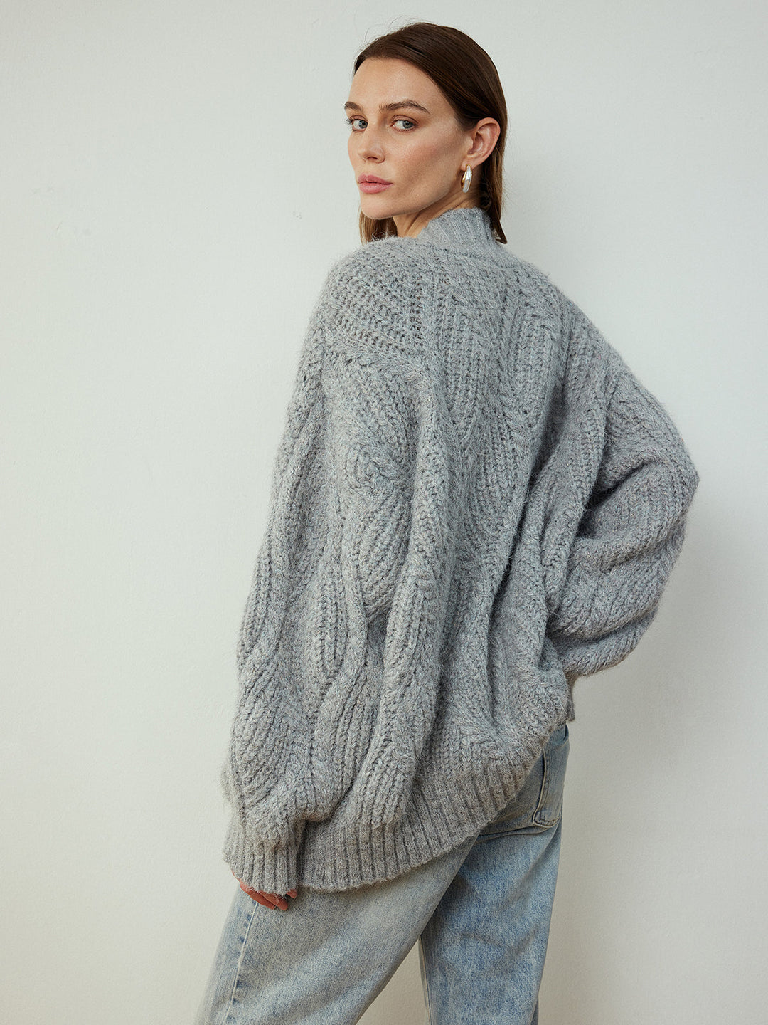 Cable-Knit Button Cardigan
