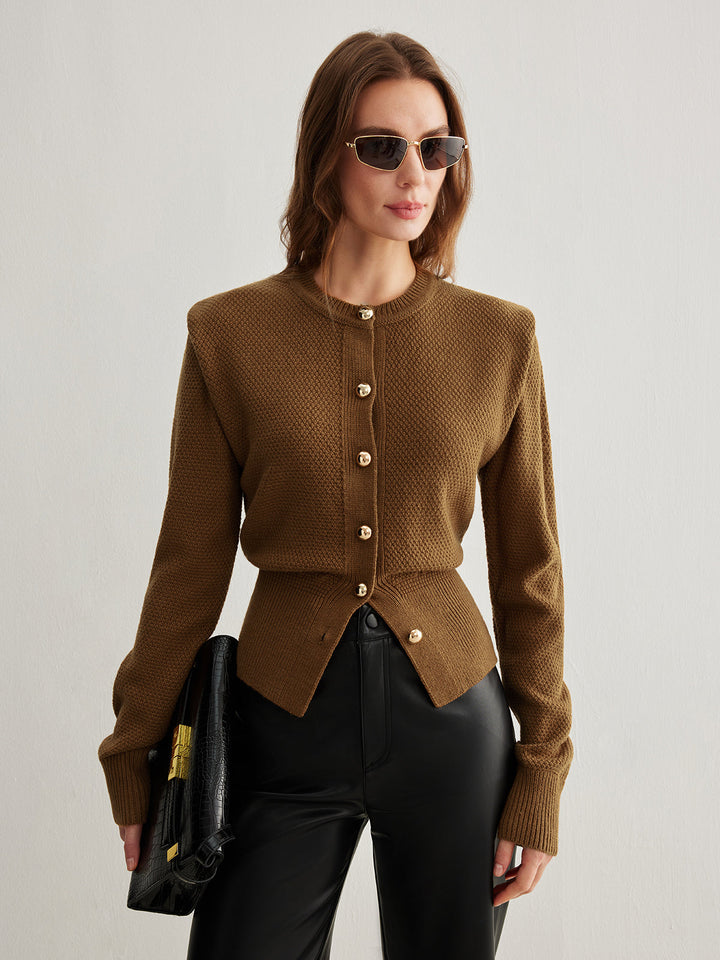 Vintage Wool-Blend Button Down Cardigan