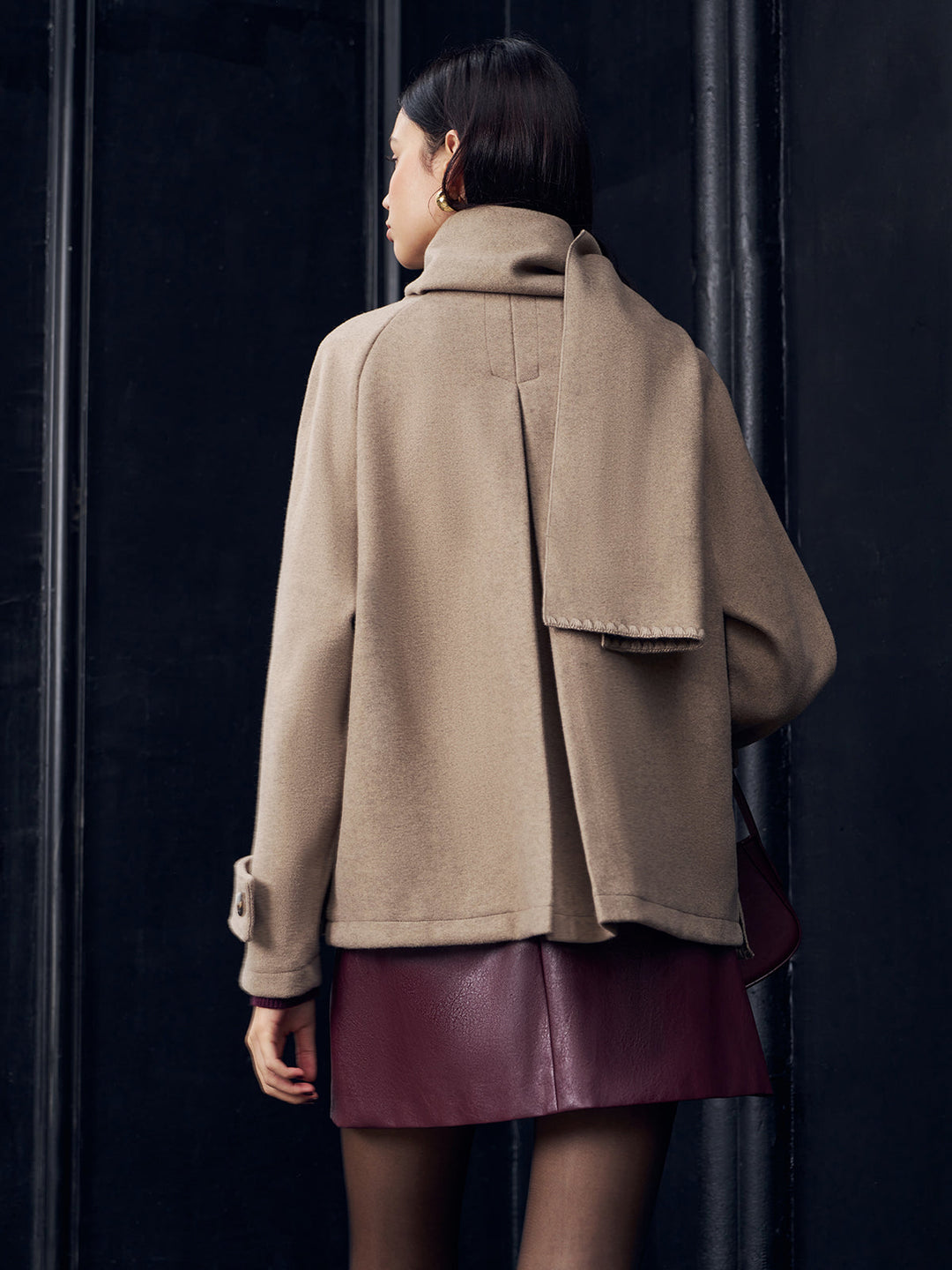 Pleated Jacket With Matching Button Scarf