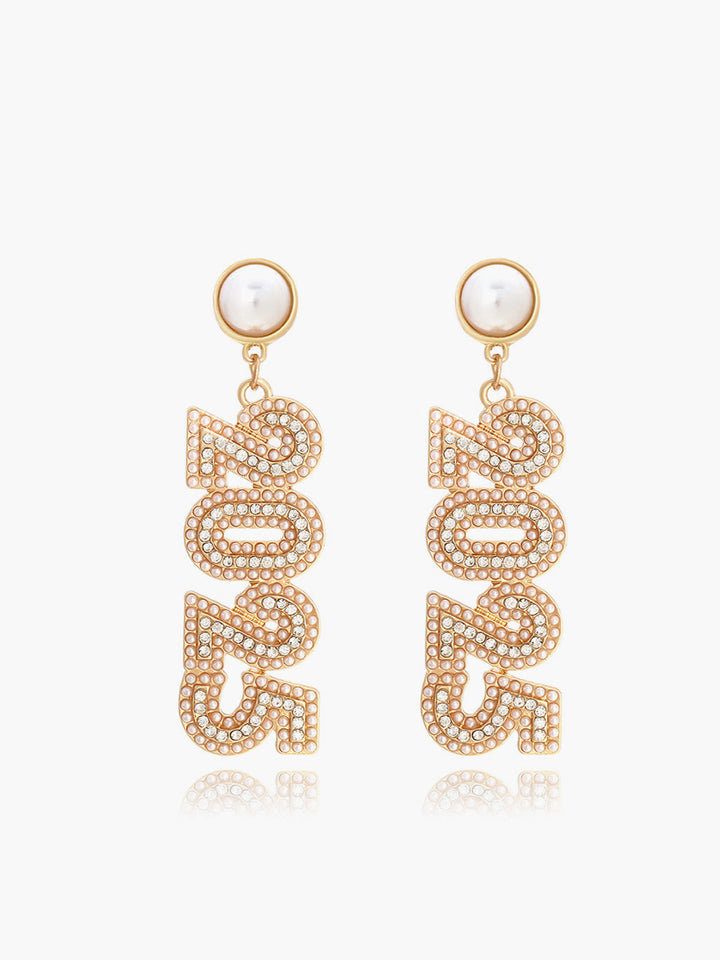 Rhinestone 2025 New Year Drop Earrings