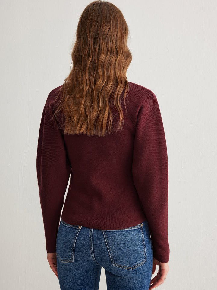 Ribbed Button Slit Sweater