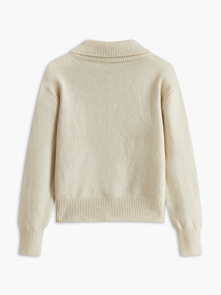 Turtleneck Contrast Button Cardigan