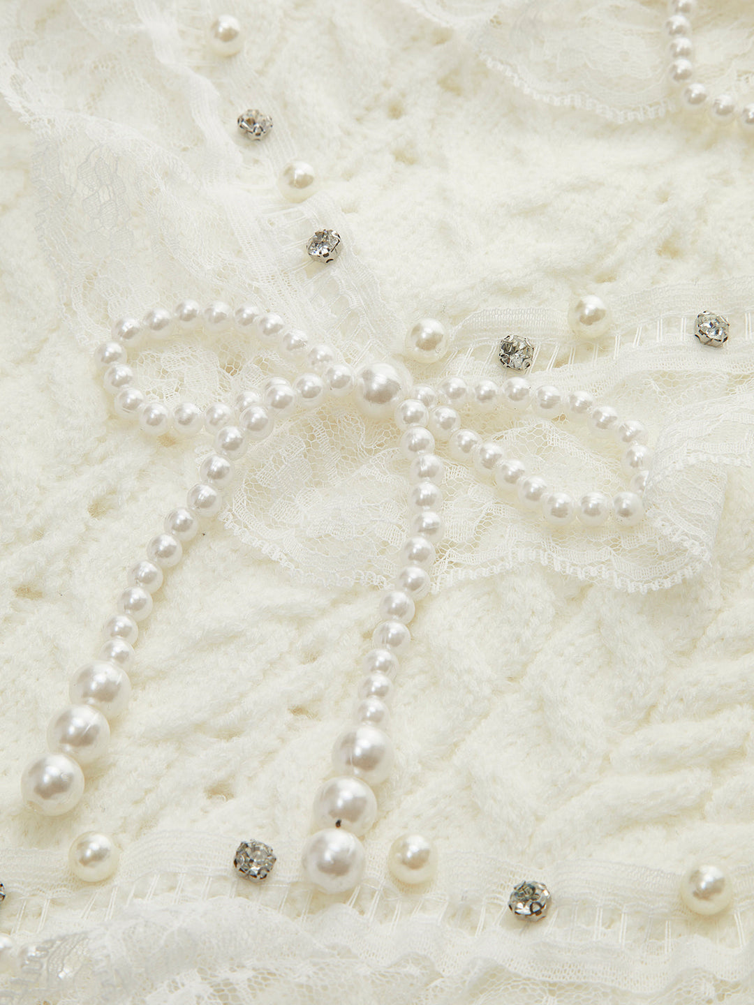 Romance Lace Trim Beaded Sweater